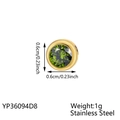 Golden stainless steel round charm with a green faceted gemstone center piece - August Light Green