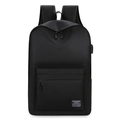 Large black travel backpack with USB charging port and multi-layer storage compartments - Black with USB Port