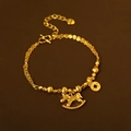 Bracelet double chaîne plaqué or 24 carats avec breloques de cheval à bascule et fermoir S - Bracelet Cheval à Bascule (6143341943342) / Or