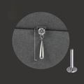Macro detail of G23 titanium labret stud with 4mm zircon and 17mm teardrop pendant - Steel Color (NO-5)