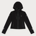 Cortavientos funcional negro ajustado con capucha y diseño de logotipo simétrico - S / Negro Salvaje