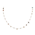 Detail of handmade evil eye necklace with colorful natural crushed stones and gold chain - Mixed Colorful Stones (Gold)