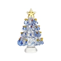 Handgeblasener Weihnachtsbaum aus blauem Glas mit bunten Perlen und goldenem Stern oben - Stil A 36*62mm / Hellblau