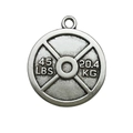 Silver antique weight plate pendant with 45 LBS engraving for DIY fitness jewelry - 45LBS Weight Plate