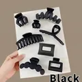 Lot de 8 pinces à cheveux noires classiques aux divers designs mats élégants - Noir Classique Lot de 8