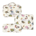 Set of three quilted cream makeup bags with retro cat prints in various sizes - Cat