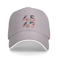 Detailed close-up of gray baseball cap featuring American flag texture 45 and 47 prints - Gray
