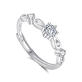 Adjustable S925 sterling silver ring featuring three sparkling clear zircon stones - FDJZ-151-Women's
