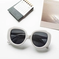 Gafas de sol blancas de gran tamaño para mujer con lentes grises oscuros modernos - Blanco Porcelana