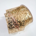 Rouleau de ruban en maille à paillettes dorées pour emballage cadeau et décor floral - Paillettes Pleines Or Champagne 6.3CM Longueur 9m