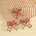 Three Christmas burlap plaid bows in red and green for festive tree decoration - 7*7.5cm / Red Yellow Plaid (Style 13)