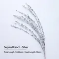 DIY silver sequin firework branch ornament for Christmas decoration, 55-60cm length - 1 Piece / Silver