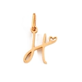 Polished rose gold heart charm pendant with artistic letter H engraving - Letter H / Gold
