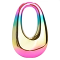 Rainbow gradient acrylic clutch bag with a metallic finish and chic oval shell shape - Three-color Gradient