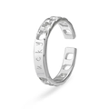 Minimalist adjustable silver stainless steel ring featuring Lucky engraving on the band - Lucky Letter / Silver