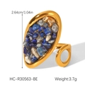 Dettaglio dell'anello retrò in acciaio inossidabile con intarsio di pietre naturali blu - Blu/Stile Lapislazzuli(HC-R30563-BE)