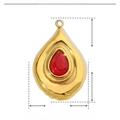 Detailed size parameter view of teardrop natural stone pendant with dimensions 28mm and 18mm - YE139-Red Water Drop Classic