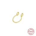 Detail of 925 sterling silver U-shaped nose ring with gold finish and quality hallmark - Gold (#5 Minimalist Open Ring)