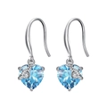925 sterling silver heart earrings with sky blue gemstones and hook closure - Silver Sky Blue Heart Style (SE343-3Q)