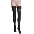 Elegante schwarze Overknee-Strümpfe mit Spitzenrand und transparentem 80D Samt für Damen - Einheitsgröße / Schwarz
