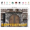 Medieval stone wall happy birthday backdrop 5x3ft for themed knight party decoration - Castle Retro Backdrop