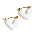 Boucles d'oreilles cœur en émail blanc minimaliste avec finition dorée 18K sur acier - Blanc