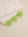 Three emerald green sugar-texture heart charms with gold rings for DIY jewelry making - Light Green