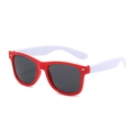 Kids' trendy sunglasses featuring a vibrant red frame and contrasting white temples - Red Frame White Temple/Grey Lens