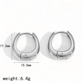 Poliierte 18k vergoldete Edelstahl-Creolen Größe 17,2 mm x 15,5 mm für Damen - Silber-Stil (TE60352-S)
