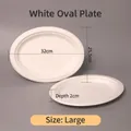 Eco-friendly white oval sugarcane pulp plate 32cm size for parties and BBQ - Large Oval Plate Thickened / White