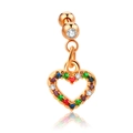 Rose gold navel ring with heart pendant featuring colorful zircon stones on white background - Rose Gold Heart Shaped