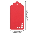Detail view of a red gift tag with heart cutout and scalloped edge, 9.5x4.5cm size - Single Tag Without Rope / Red