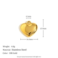 18K gold-plated stainless steel heart pendant with rose motif and technical dimensions - Heart Pendant-Gold-Medium