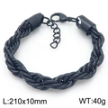 Black 10mm stainless steel twist chain bracelet, 210mm length with lobster clasp - Black Color Bracelet (KB206157-Z)