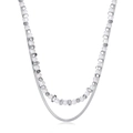 Collana a doppio strato in acciaio inossidabile con catena a serpente e perle - Stile di Giunzione a Doppio Strato (2471)