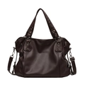 Minimalistische große Damen-Einkaufstasche aus dunkelbraunem PU-Leder-Finish - Kaffeebraun