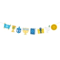 Striscione per Hanukkah con icone colorate della Stella di David e della Menorah - Banner di accessori 2