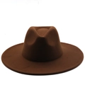Detailed view of the fine texture on this dark brown wool felt wide brim fedora hat - M (56-58cm) / Coffee