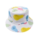 Detail of white cotton sun hat featuring colorful cartoon pear prints for kids - 2-8 Years / Colorful Pear (White)