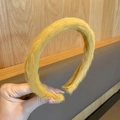 Plush mustard yellow mink fur headband with wide soft texture for autumn winter - Thin Headband / Ginger Yellow