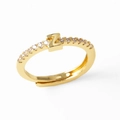 Adjustable gold plated ring with zircon stones featuring the letter Z center - Gold-Z