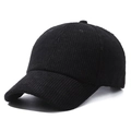 Klassische schwarze Cord-Baseballkappe mit minimalistischem Design und strukturierter Oberfläche - Verstellbar / Schwarz