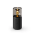 Mini volcano humidifier with black base and warm honey-colored LED ambient light effect - 129-Candlelight-Black