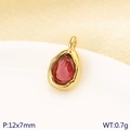 Gold stainless steel teardrop pendant with pear-shaped pink stone, 12x7mm size - Light Pink Style (KLJ10221-ZLA)
