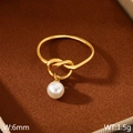 Anello nodo dorato in acciaio inossidabile con perla bianca, gioiello da 6mm - US 6 / Oro