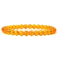 Golden amber 6mm natural stone beads stretch bracelet with engraved scriptures - Citrine