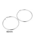60mm diameter large silver stainless steel hoop earrings in minimalist round style - 60mm