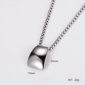 Polished stainless steel wing and wheel skull pendant necklace with size dimensions - Polished Rectangle Style (10) / With 0.3*60cm Chain
