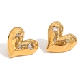 Orecchini a lobo a cuore placcati oro 18K con zirconi scintillanti a forma di stella - Zircone Bianco / Oro