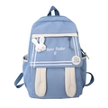 Zaino scolastico azzurro pastello con orecchie da coniglio e peluche morbido - Blu